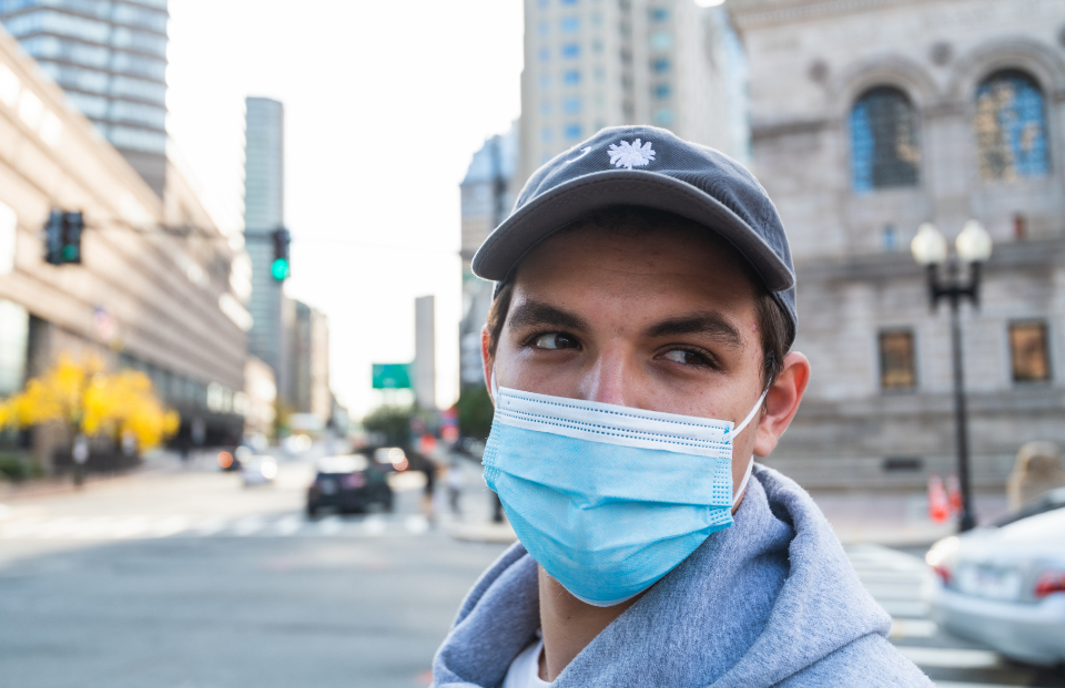 Person wearing a face mask on the street